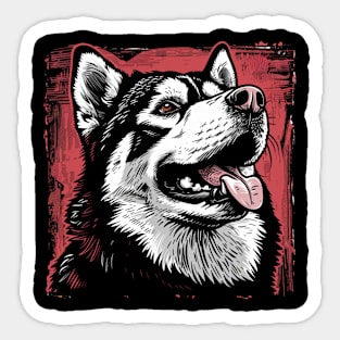 Retro Art Alaskan Malamute Dog Lover Sticker